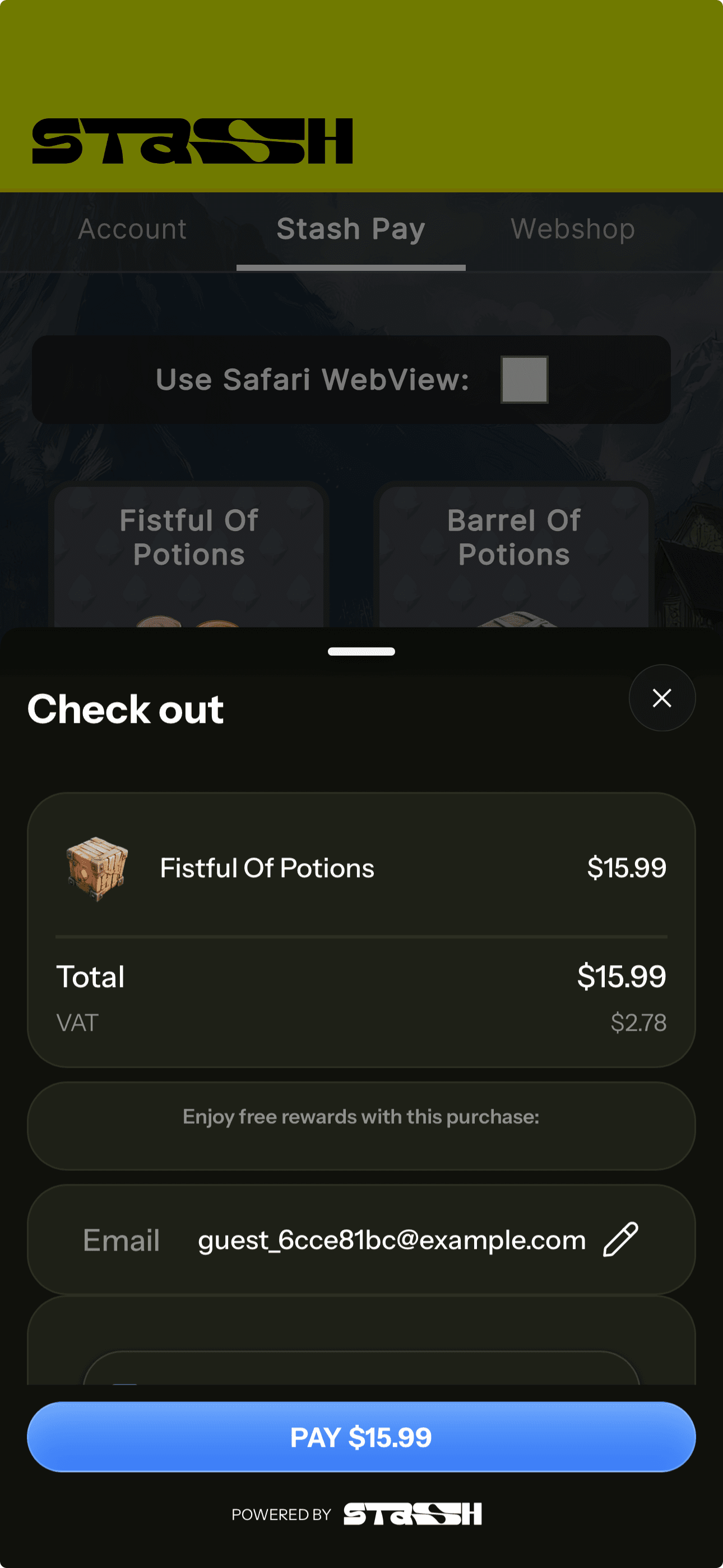 Stash Pay Dialog Integration