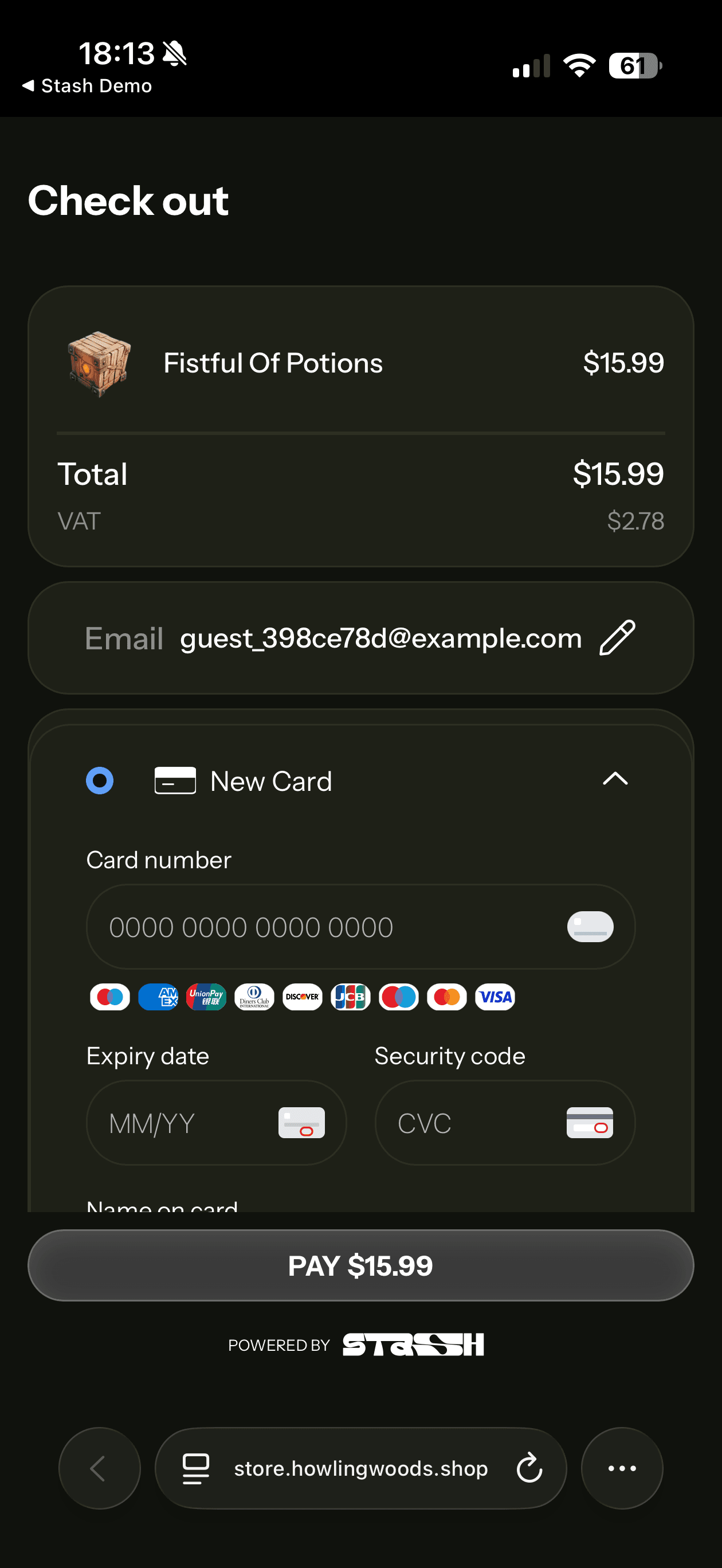 Stash Pay Web Browser Integration