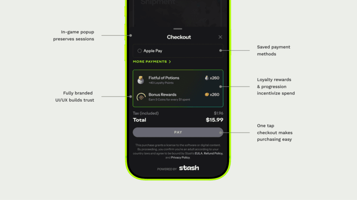 Stash Pay checkout highlights in light mode