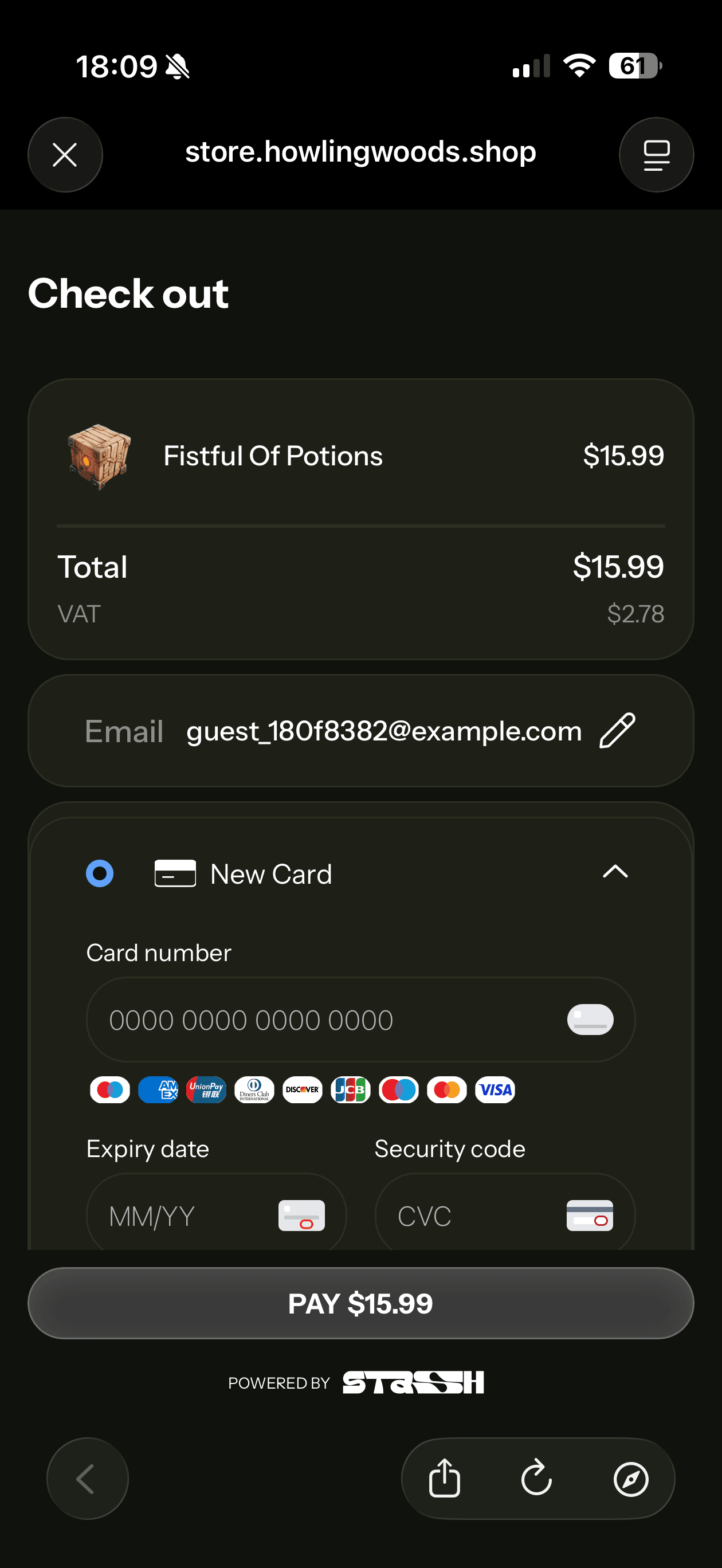 Stash Pay in Safari View Controller on iOS